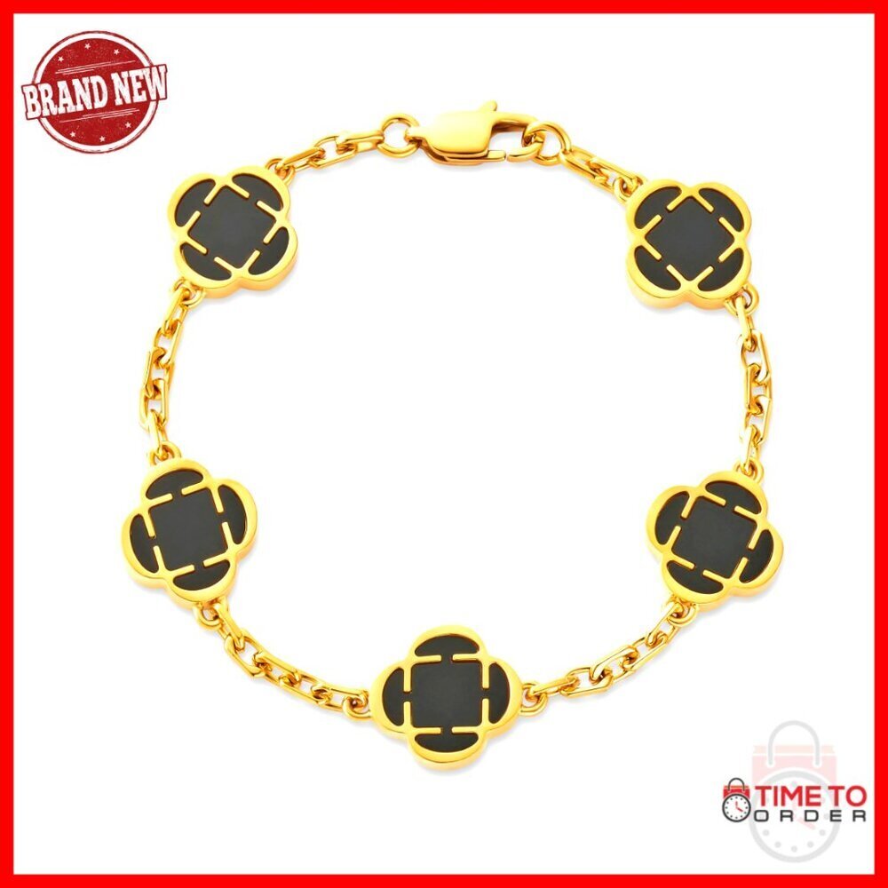 Men's 18K Gold Plated Stainless Steel Bracelet, Waterproof, 8.5 Inch